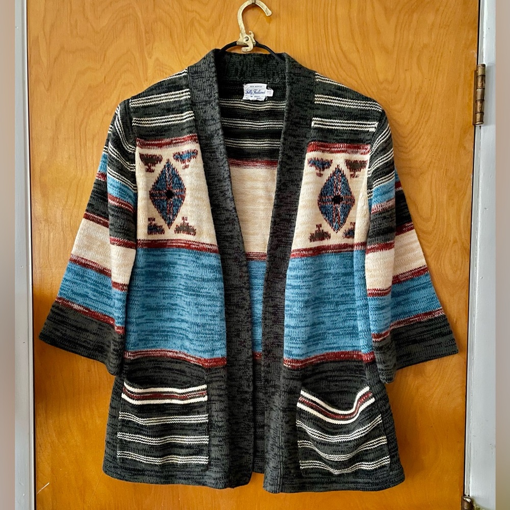 Vintage 70’s Southwestern Space Dye Open Front Knit Cardigan Women’s S/M